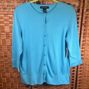 Vintage Goodclothes Womens Blue Cardigan 3/4 Length Sleeves Size M 1990's